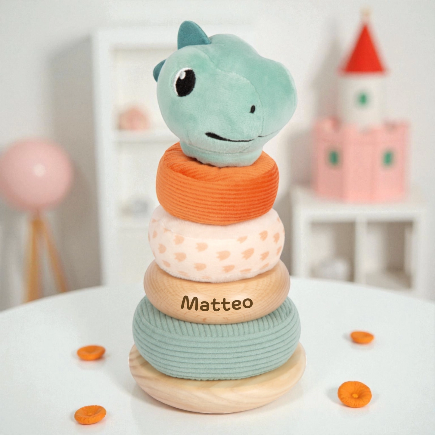 SMALL FOOT Plueschstapelturm-dino-personalisiert