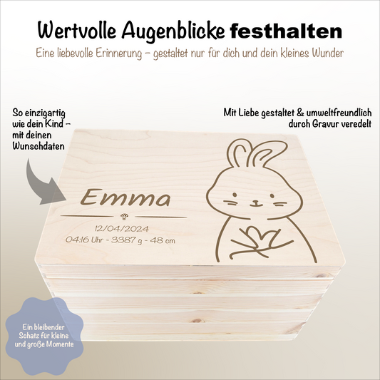 Erinnerungsbox Holz personalisiert Hase