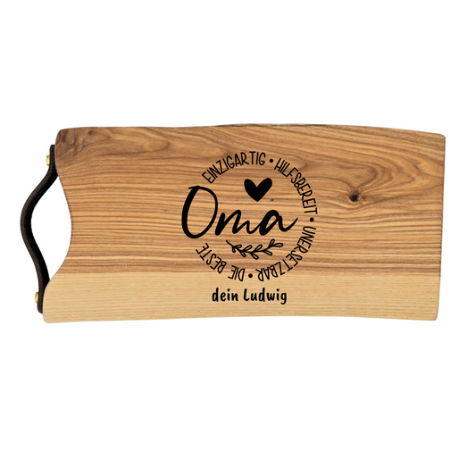 Personalisiertes Schneidebrett Esche geölt "für Oma"