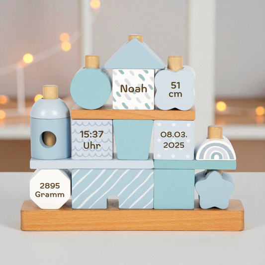 Small foot Stapelhaus blau Holz personalisiert