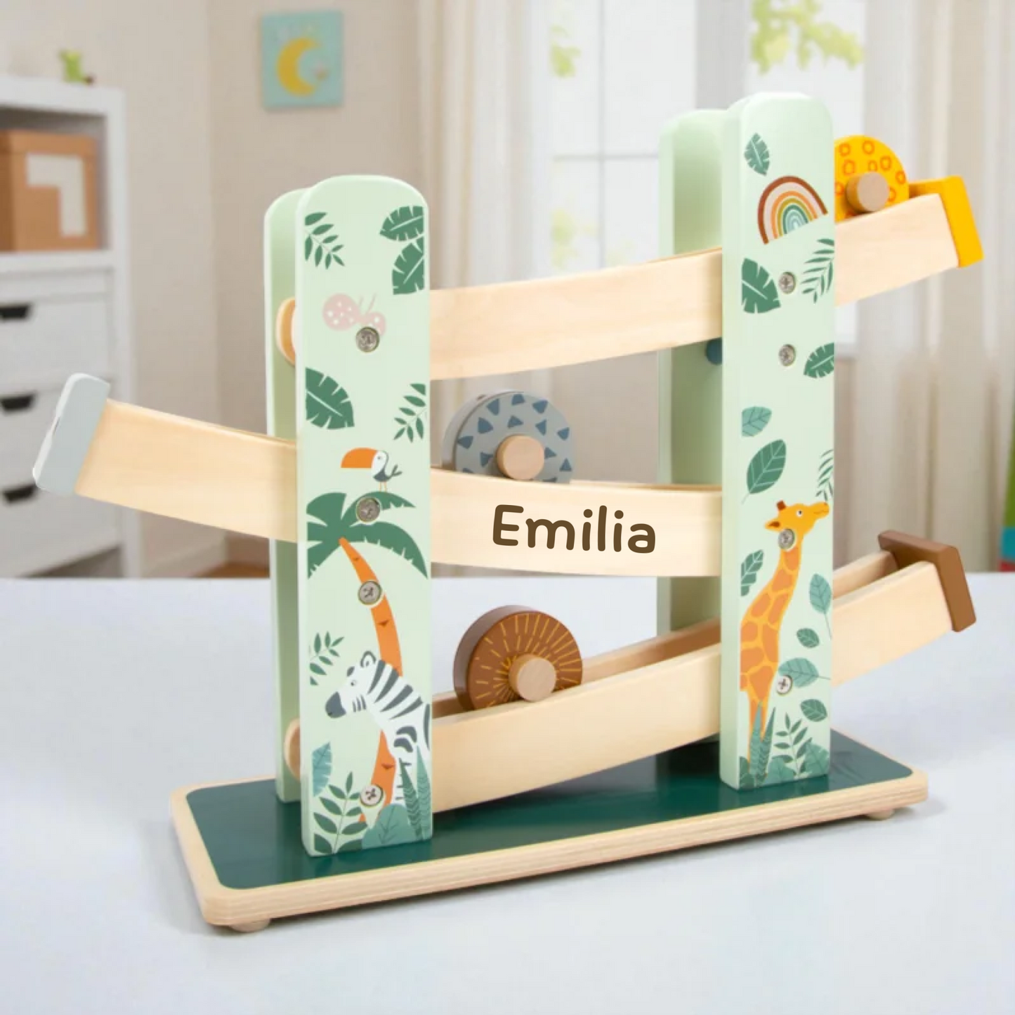 SMALL FOOT Kugelbahn "Safari" Tiere aus Holz personalisiert
