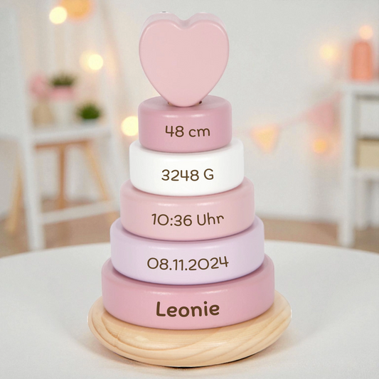 SMALL FOOT Stapelturm rosa personalisiert