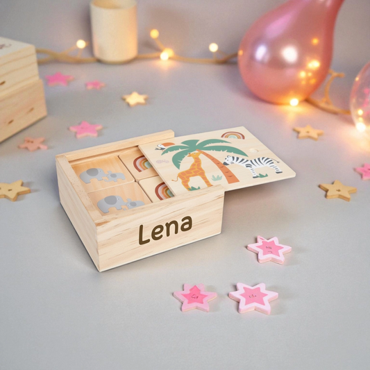 SMALL FOOT Memo Spiel Safari Holz personalisiert