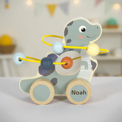 SMALL FOOT Schiebetier mit Motorikschleife "Dino" personalisiert
