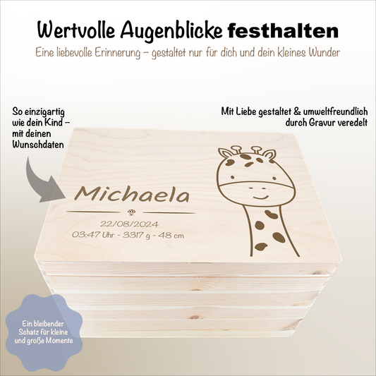 Erinnerungsbox Holz personalisiert Giraffe