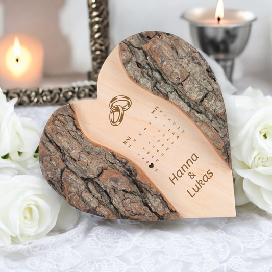 Holz-Herz schönster Tag mit Personalisierung
