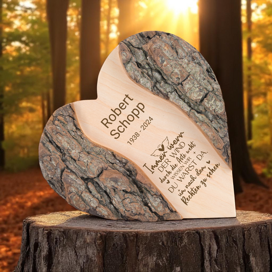 Personalisiertes Holzherz mit Spruch – Ein stilles Andenken zur Erinnerung & Trauer