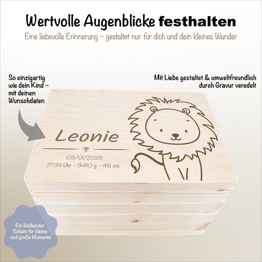 Erinnerungsbox Holz personalisiert Löwe