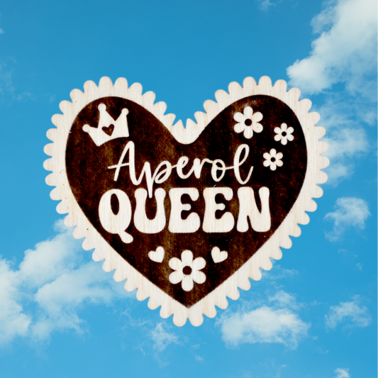 Trachten-Pin Herz "Aperol Queen" Holz-Ahorn