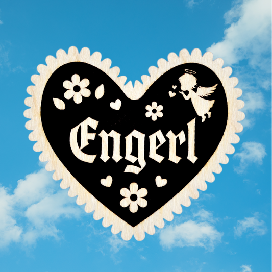 Trachten-Pin Herz "Engerl" Holz-Ahorn