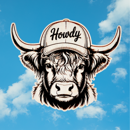 Trachten-Pin Stier "Howdy" Holz-Ahorn