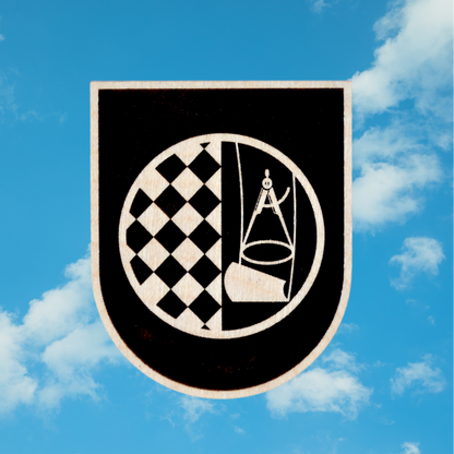 Trachten-Pin Wappen Zunftzeichen "Bodenleger" Holz-Ahorn