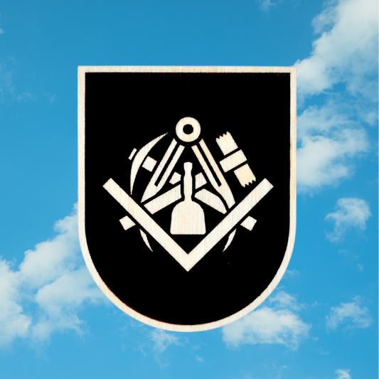 Trachten-Pin Wappen Zunftzeichen "Steinmetz-Bildhauer" Holz-Ahorn