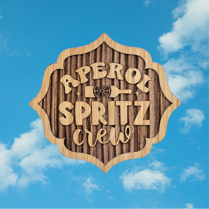 Trachten-Pin "Aperol Spritz Crew" Eiche