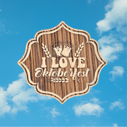 Trachten-Pin "I LOVE Oktoberfest" Eiche