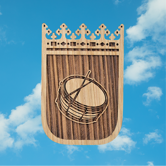 Trachten-Pin "Wappen mit Trommel" Eiche