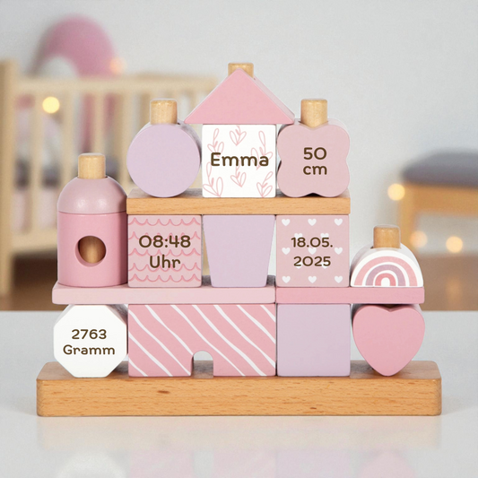Small foot Stapelhaus rosa Holz personalisiert
